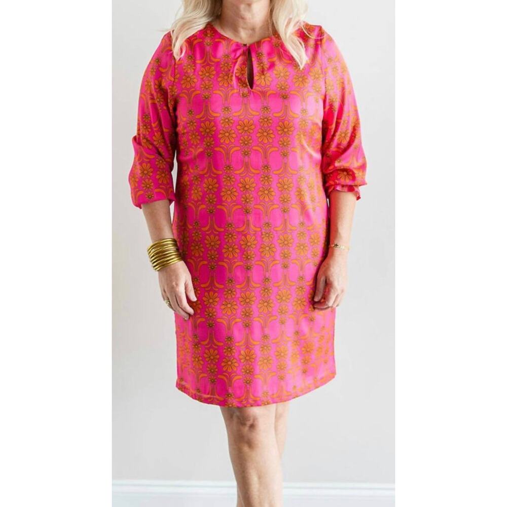 Vilagallo Allegra silk shift mini hot pink orange dress size 38 $238